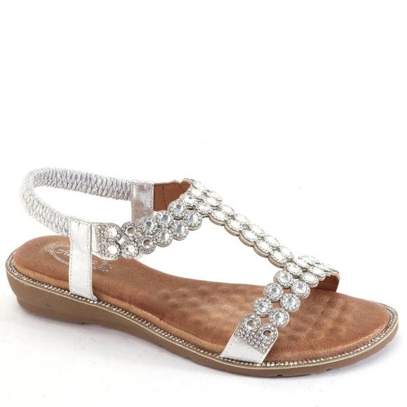 Italina Amber Rhinestone Embellished Bronze Wedge - Picture 9 of 10